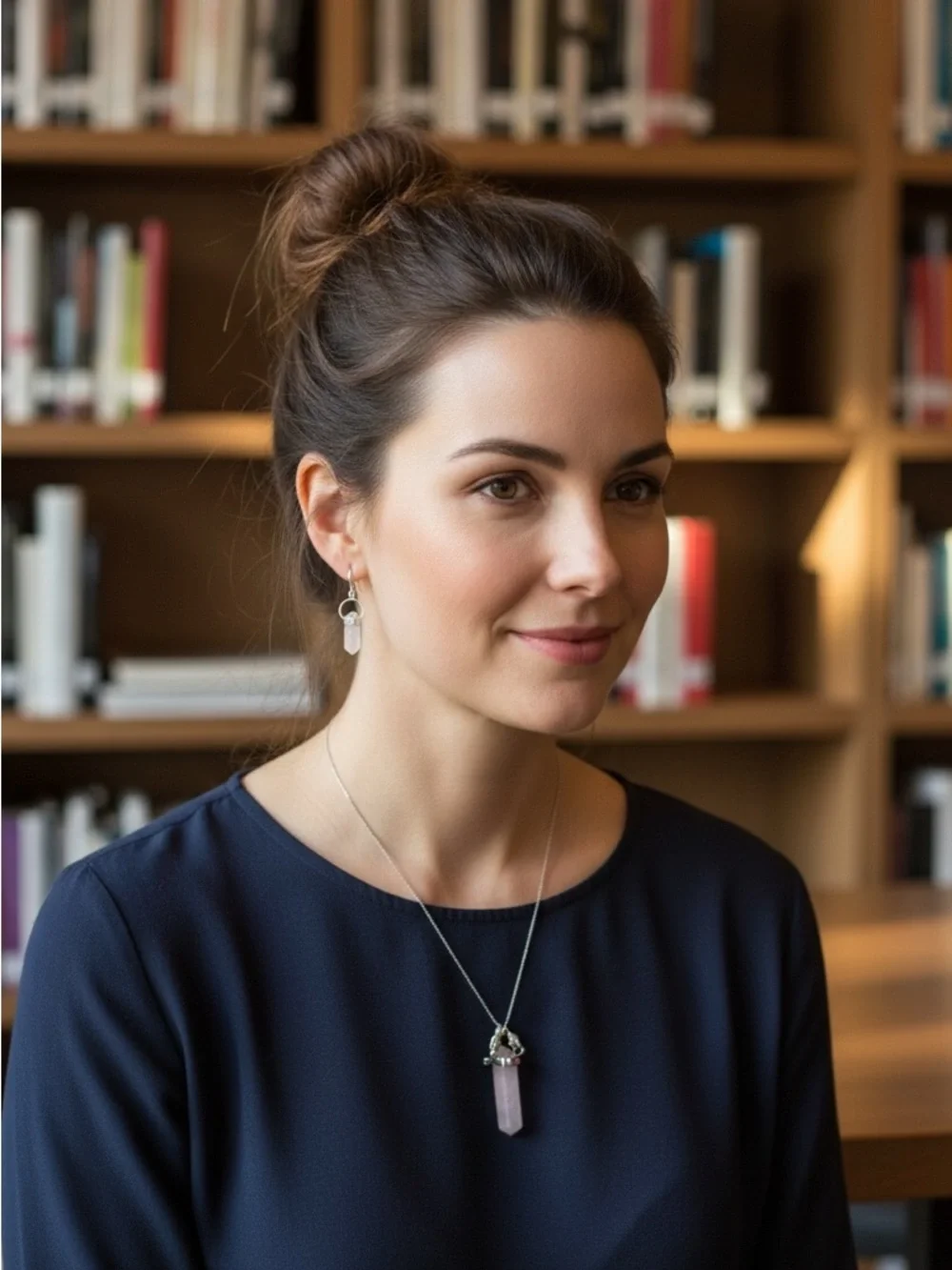 Rose Quartz Crystal Pendant Necklace + Matching Earrings | Boho Gemstone Set - Picture 4 of 4